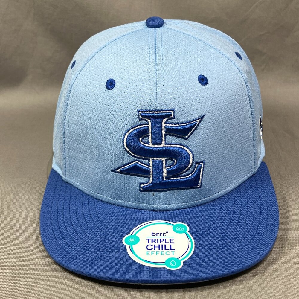 Land Sharks Travel Baseball The Game Pro Flex Fit M Hat Cap Blue Stretch Mens - Picture 2 of 14